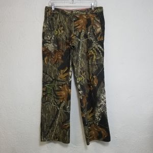 Mossy Oak Woman's Twill Mid Rise Pants Camouflage Green Straight Leg Size Large